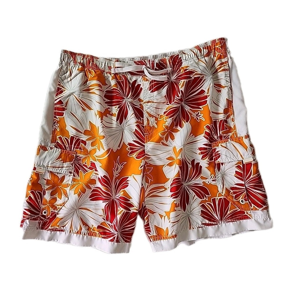 Mossimo Men's XL Swim Trunks Board Shorts Floral Print Unlined Pockets Retro EUC